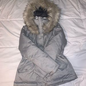 Grey hollister down jacket